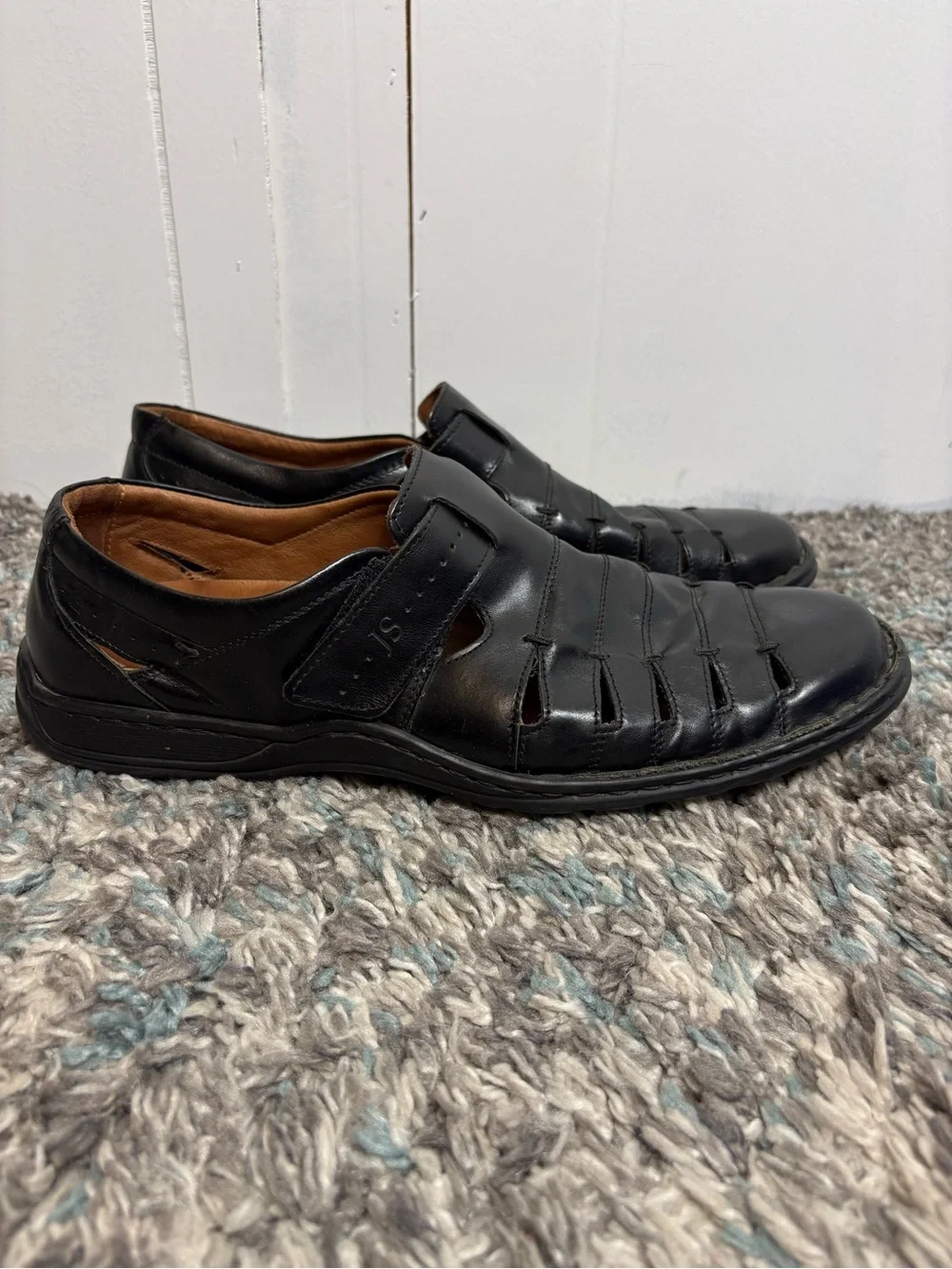 Josef Seibel Shoes Mens 45 12 Fisherman Black Leather Sandals Comfort Closed Toe